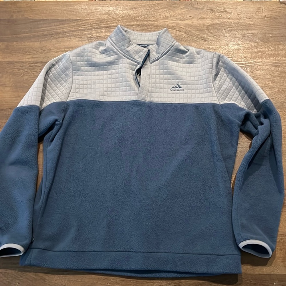 Men’s Adidas golf fleece quarter Zip, L, navy and Gray, Excellent Condition